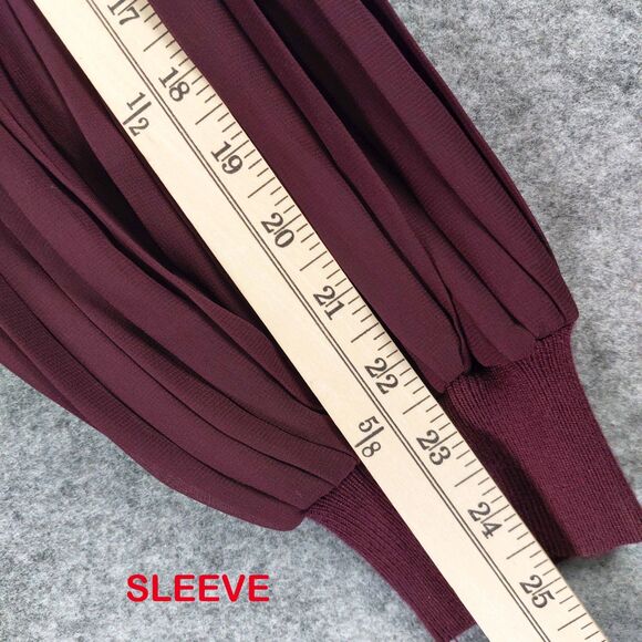 Belldini Plus 3X Top Burgundy Mock Neck Sweater Lace Chiffon Pleated Romantic - Picture 5 of 8